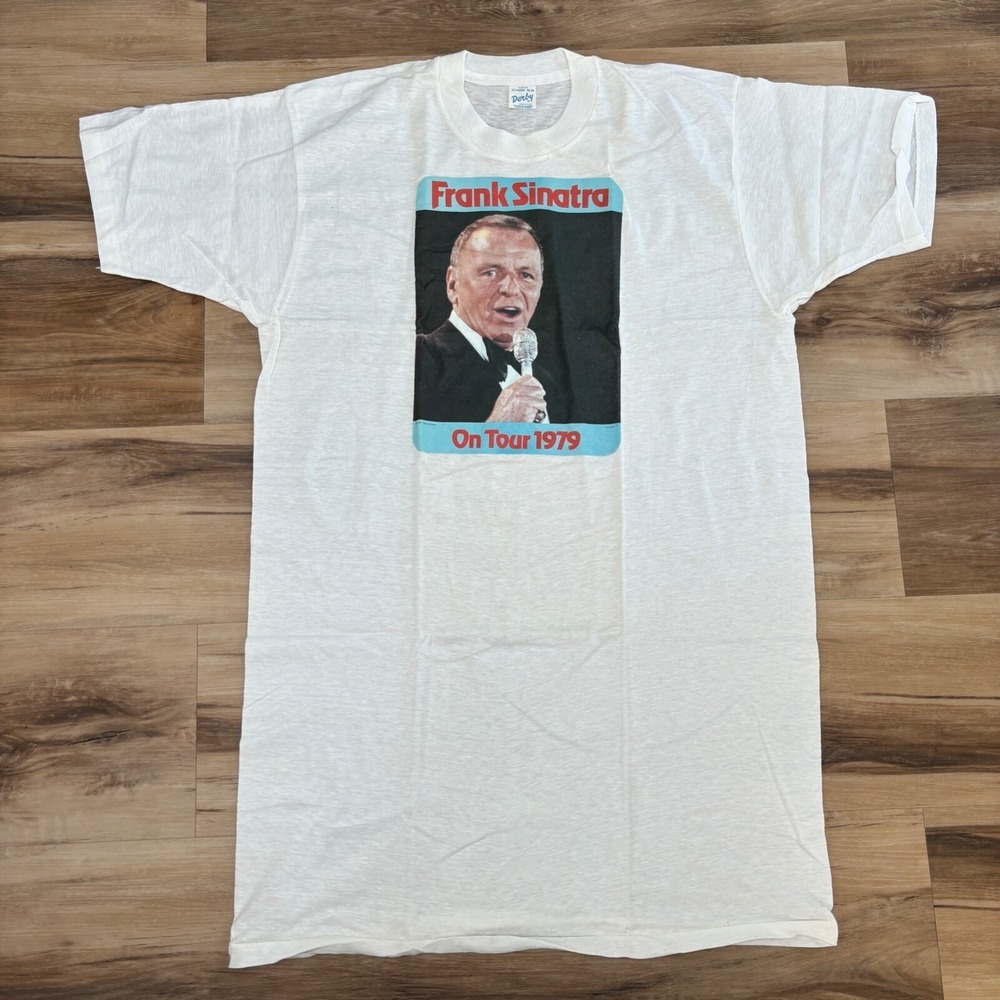 Derby Frank Sinatra T-Shirt Mens XL Vintage 1979 Tour Cotton White Heritage 70s
